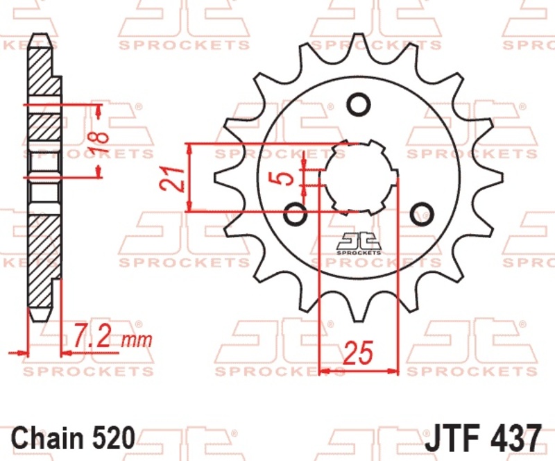 Piñón JT SPROCKETS acero estándar 437 - Paso 520
