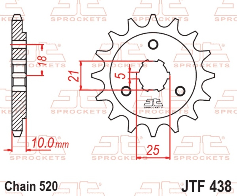 Piñón JT SPROCKETS acero estándar 438 - Paso 520
