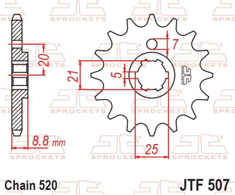 Piñón JT SPROCKETS acero estándar 507 - Paso 520
