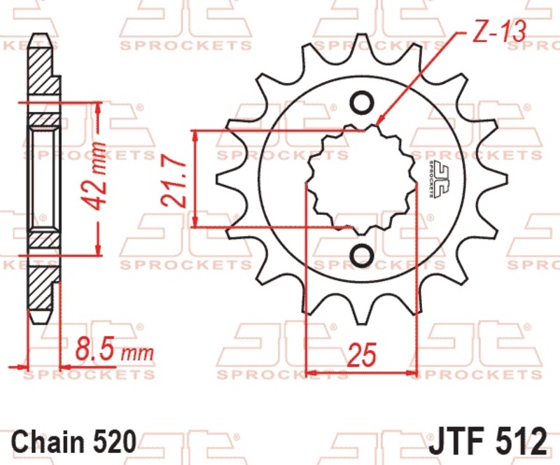 Piñón JT SPROCKETS acero estándar 512 - Paso 520