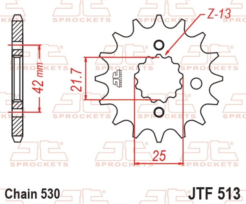 Piñón JT SPROCKETS acero estándar 513 - Paso 530