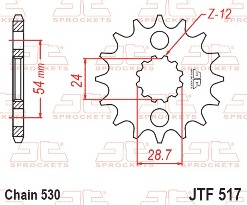 Piñón JT SPROCKETS acero estándar 517 - Paso 530
