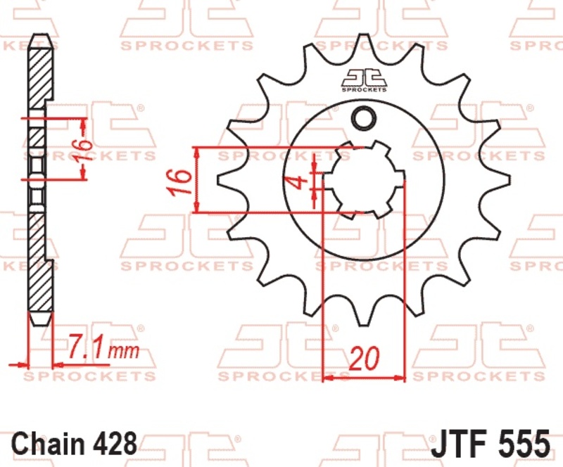 Piñón JT SPROCKETS acero estándar 555 - Paso 428