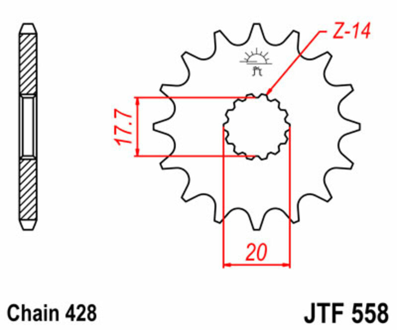 Piñón JT SPROCKETS acero estándar 558 - Paso 428