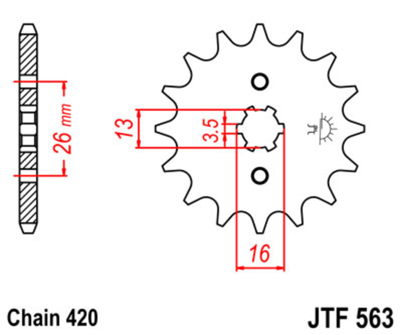Piñón JT SPROCKETS acero estándar 563 - Paso 420
