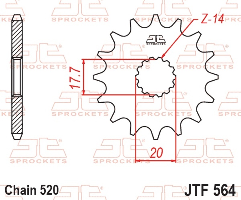 Piñón JT SPROCKETS acero estándar 564 - Paso 520