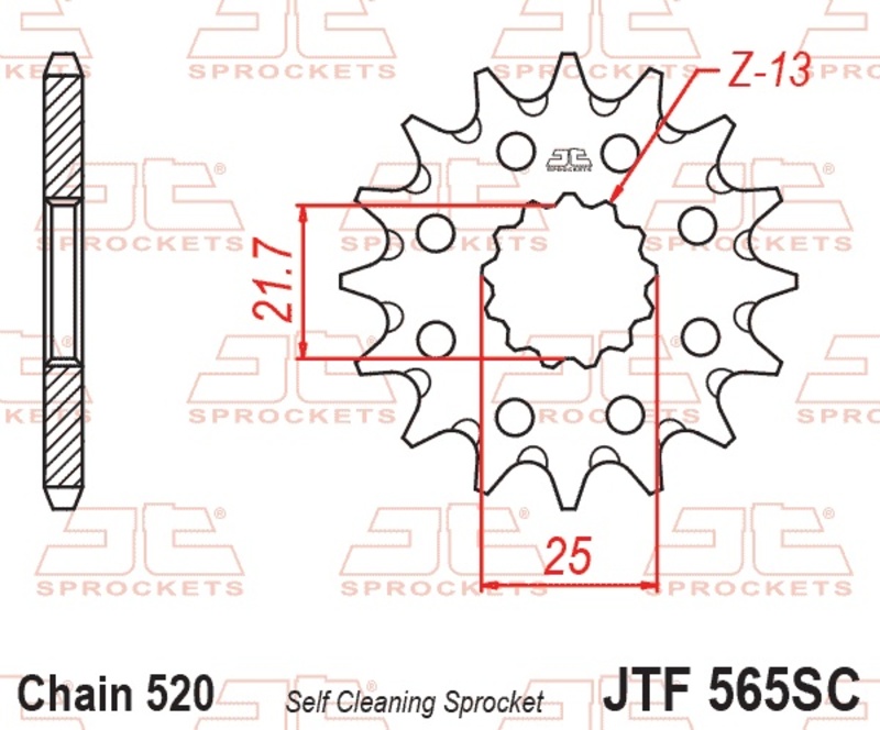 Piñón JT SPROCKETS acero autolimpiable 565 - Paso 520