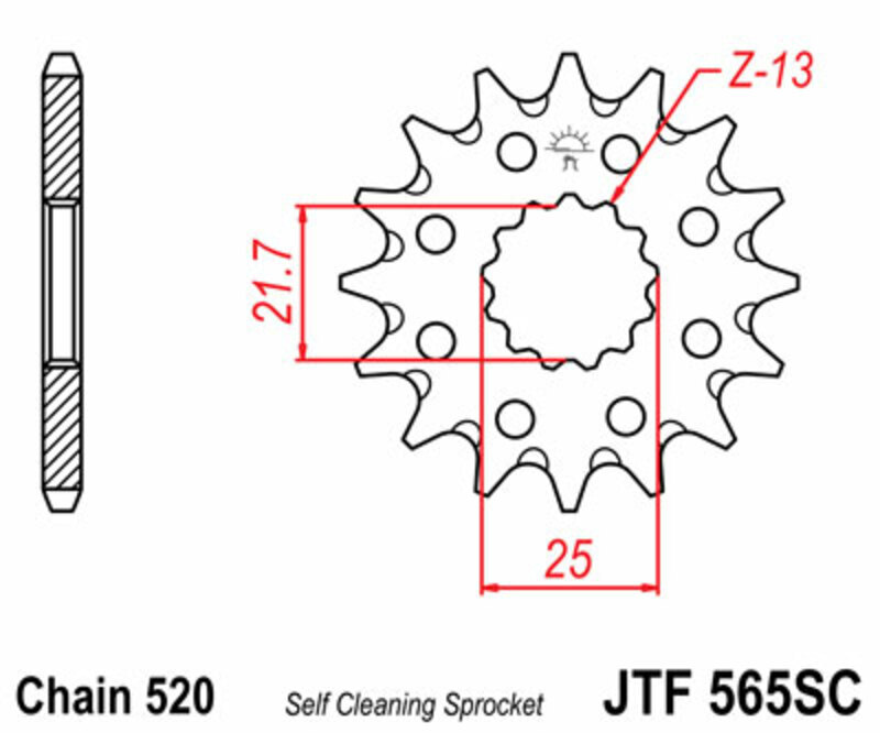 Piñón JT SPROCKETS acero autolimpiable 565 - Paso 520
