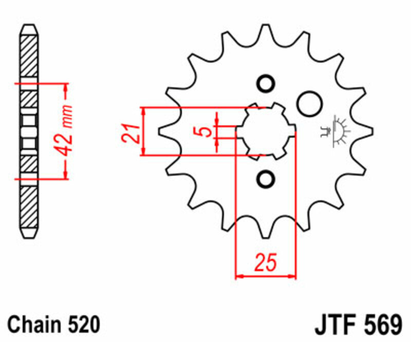 Piñón JT SPROCKETS acero estándar 569 - Paso 520