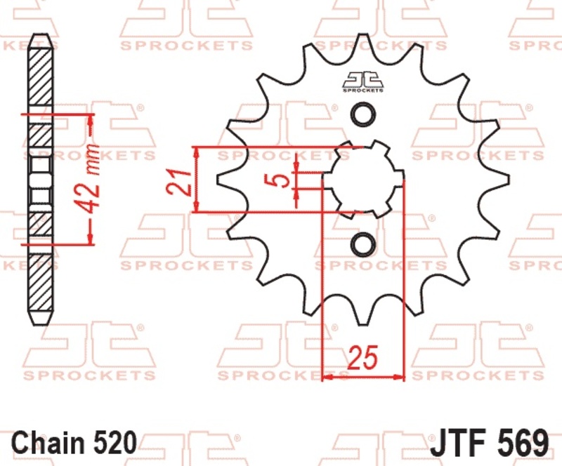 Piñón JT SPROCKETS acero estándar 569 - Paso 520