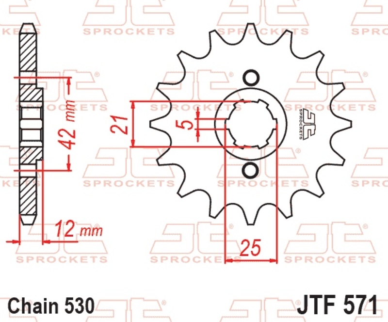 Piñón JT SPROCKETS acero estándar 571 - Paso 530