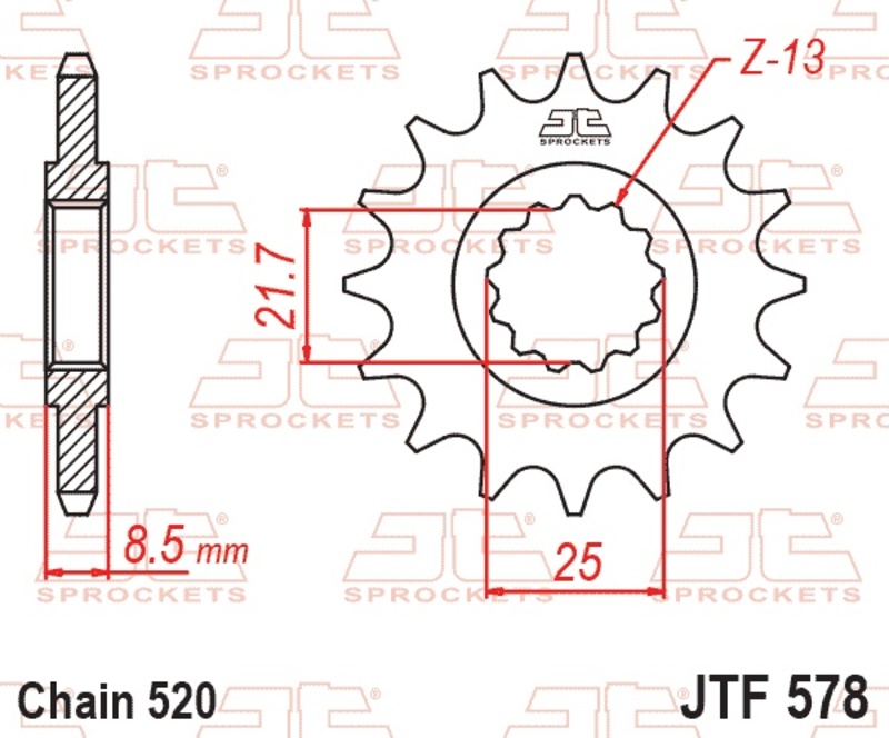 Piñón JT SPROCKETS acero estándar 578 - Paso 520