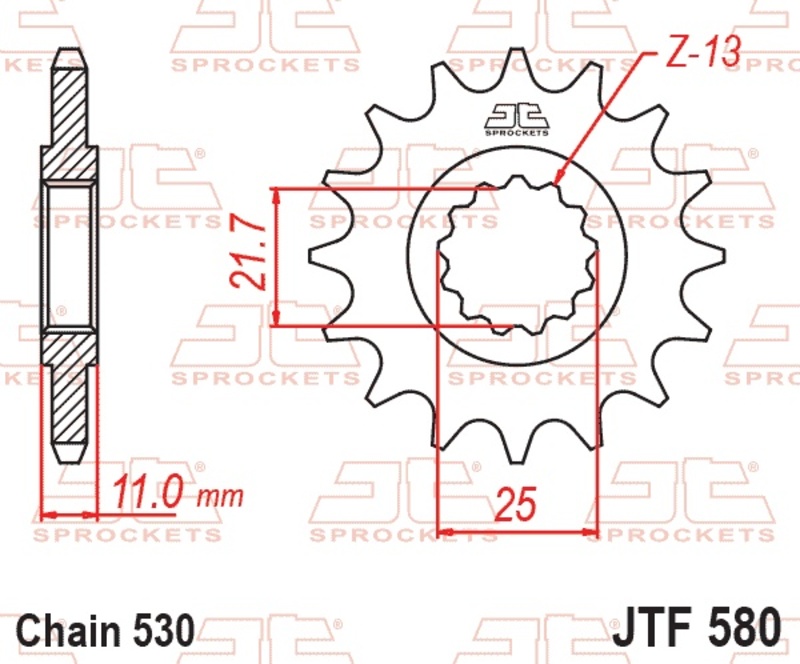 Piñón JT SPROCKETS acero estándar 580 - Paso 530