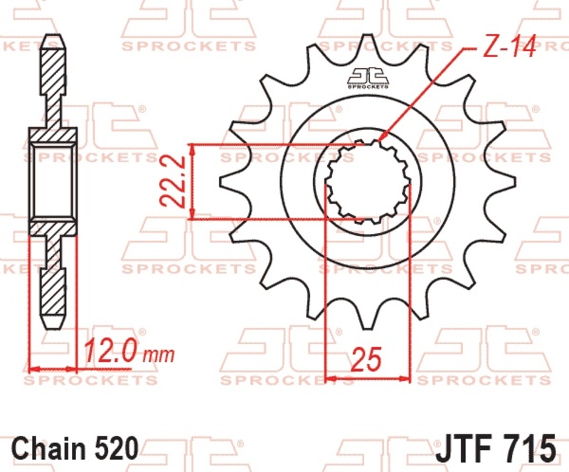 Piñón JT SPROCKETS acero estándar 715 - Paso 520