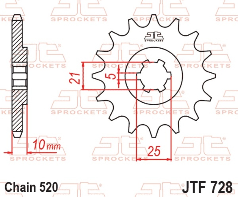 Piñon JT 728 de acero con 15 dientes