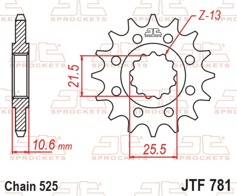 Piñon JT 781 de acero con 14 dientes