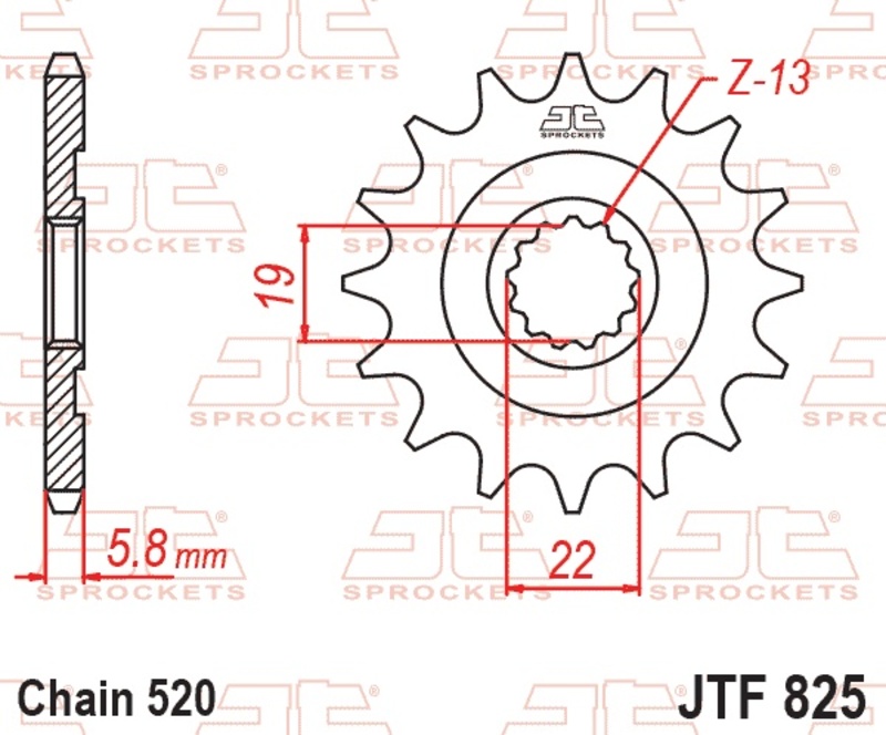 Piñón JT SPROCKETS acero autolimpiable 825 - Paso 520