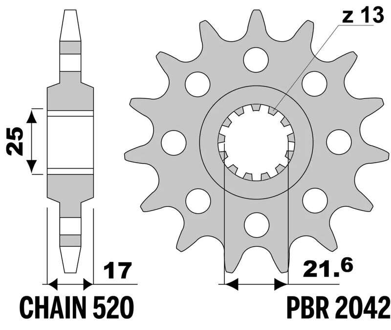 Piñón PBR acero estándar 2042 - 520
