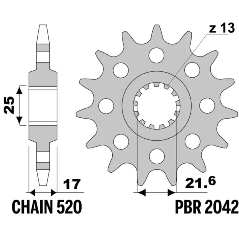 Piñón PBR acero estándar 2042 - 520