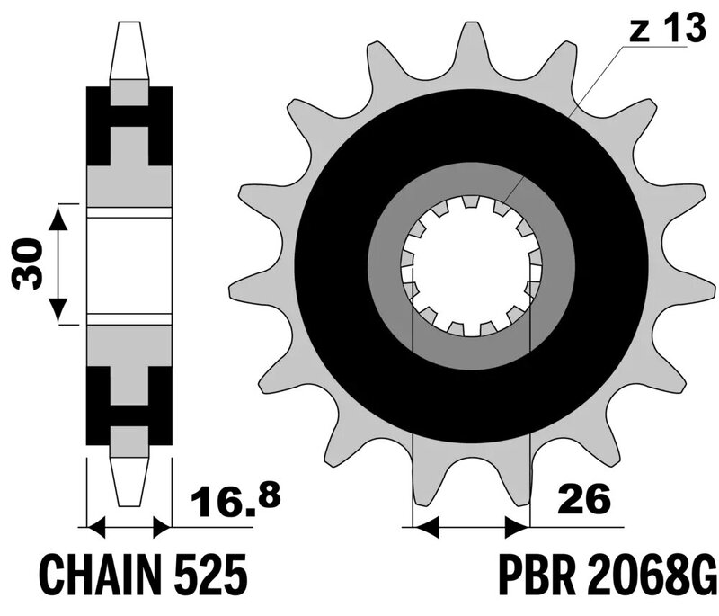 Piñón PBR acero con goma anti-ruido 2068 - 525