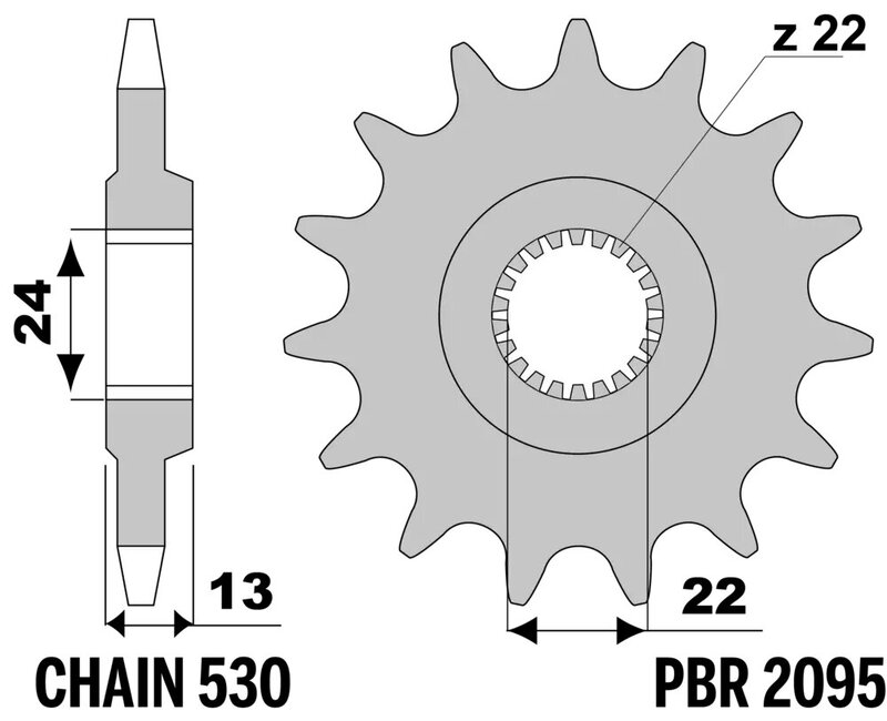 Piñón PBR acero estándar 2095 - 530