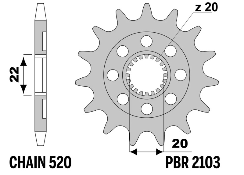 Piñón PBR acero estándar 2103 - 520