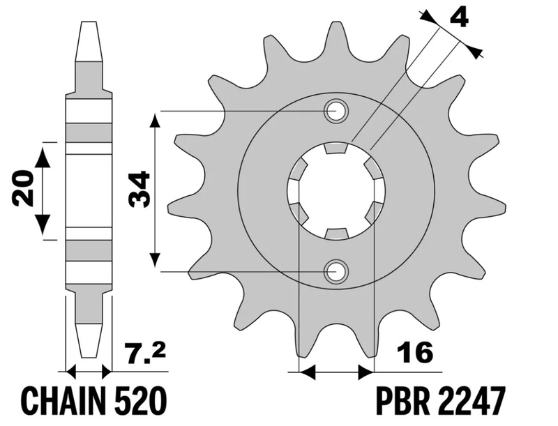 Piñón PBR acero estándar 2247 - 520