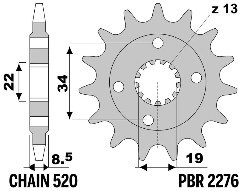 Piñón PBR acero estándar 2276 - 520
