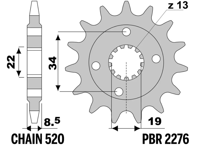 Piñón PBR acero estándar 2276 - 520
