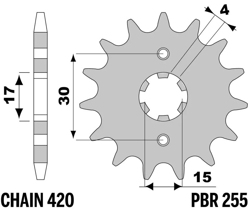 Piñón PBR acero estándar 255 - 420