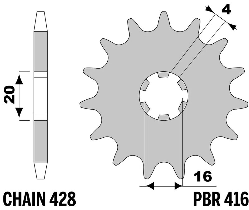 Piñón PBR acero estándar 416 - 428