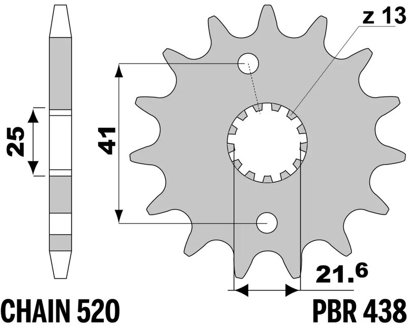 Piñón PBR acero estándar 438 - 520