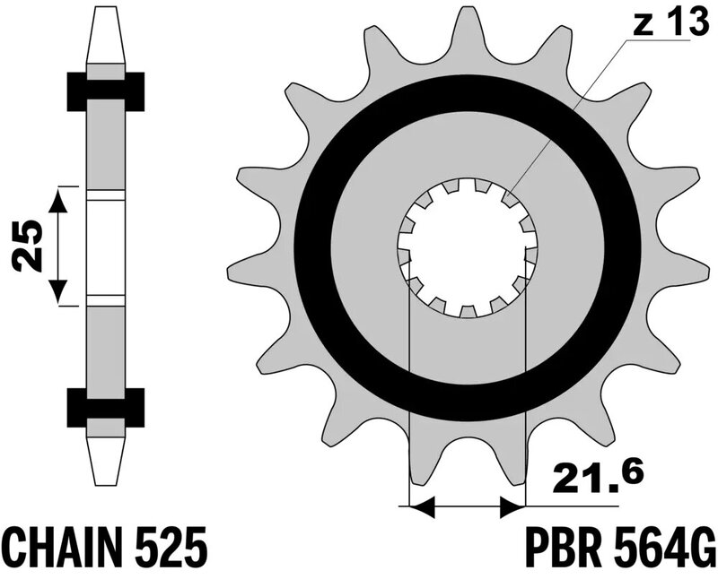 Piñón PBR acero con goma anti-ruido 564 - 525