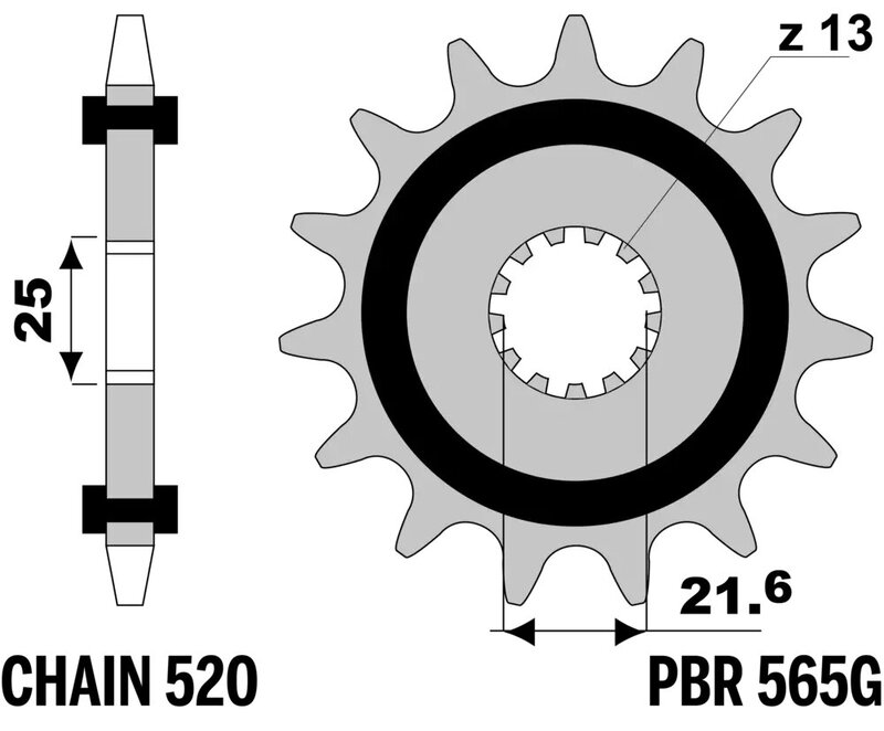 Piñón PBR acero con goma anti-ruido 565 - 520