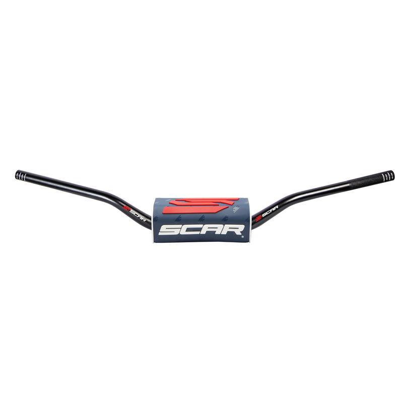 Manillar SCAR O² RC High Mini 65/85 Ø28,6mm - Negro / Protector azul oscuro