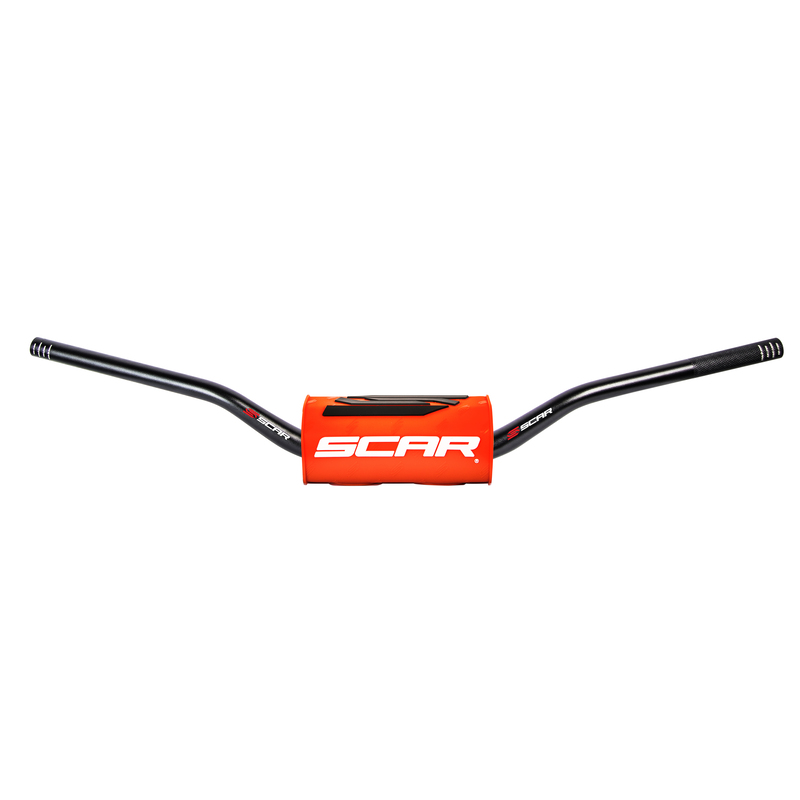 Manillar SCAR O² RC High Mini 65/85 Ø28,6mm - Negro / Protector naranja flúor