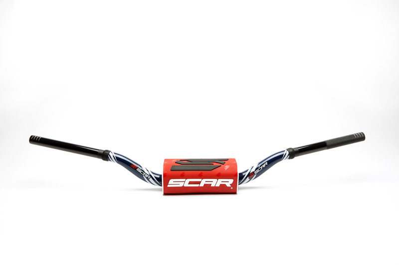 Manillar SCAR O² Color Yamaha YZ/YZF Ø28,6mm - Azul oscuro / Protector rojo
