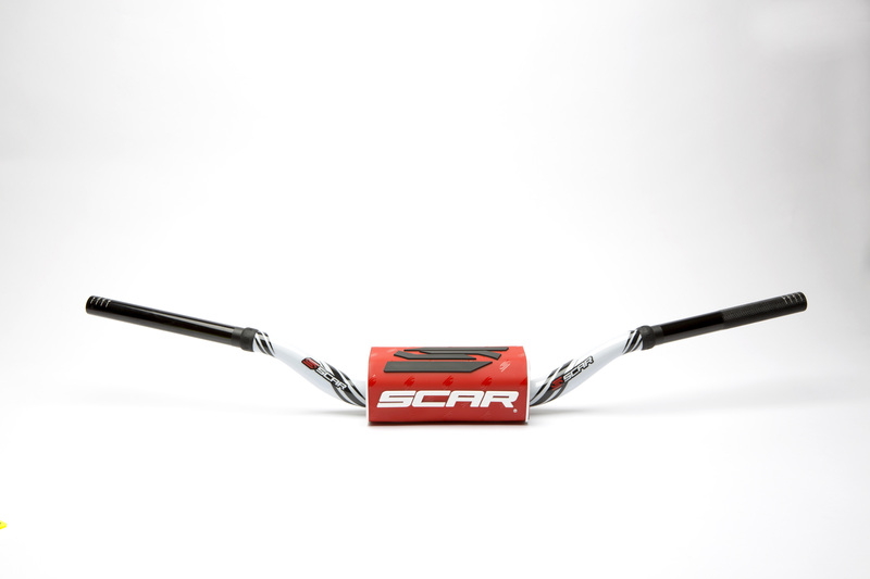 Manillar SCAR O² Color Yamaha YZ/YZF Ø28,6mm - Blanco / Protector rojo