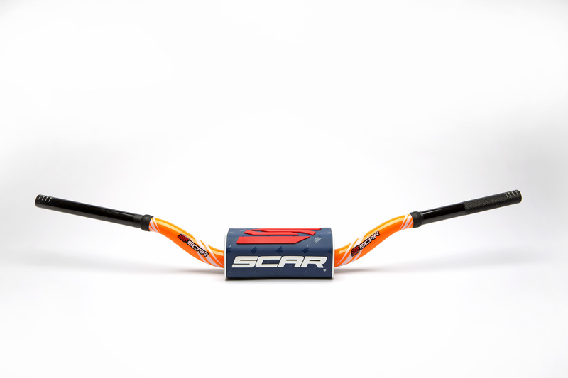 Manillar SCAR O² RC Color Ø28,6mm - Naranja / Protector azul oscuro