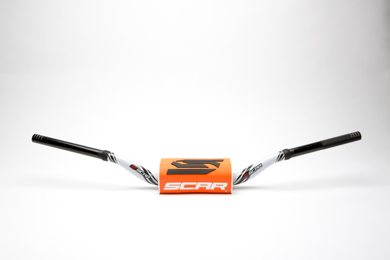 Manillar SCAR O² RC Color Ø28,6mm - Blanco / Protector naranja