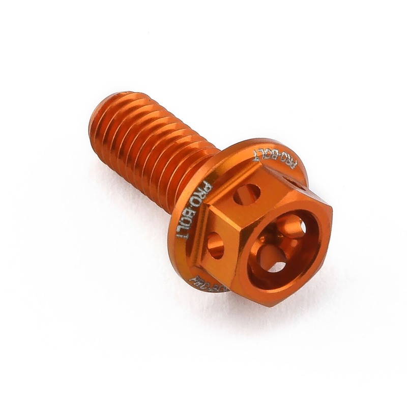 Tornillo aluminio racing PRO-BOLT Race Spec cabeza hexagonal taladrada M5 x 12,00mm (paso 0,80mm) - Naranja