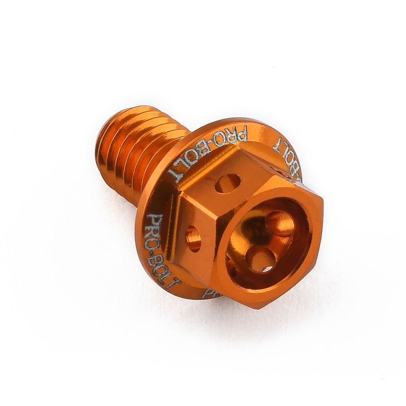 Tornillo aluminio racing PRO-BOLT Race Spec cabeza hexagonal taladrada M6 x 10,00mm (paso 1,00mm) - Naranja