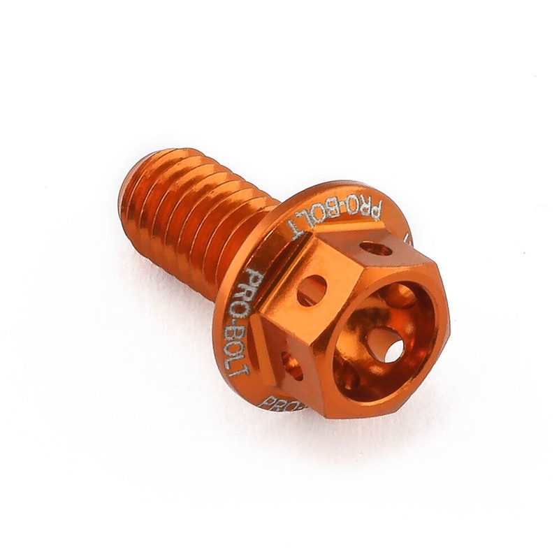 Tornillo aluminio racing PRO-BOLT Race Spec cabeza hexagonal taladrada M6 x 12,00mm (paso 1,00mm) - Naranja