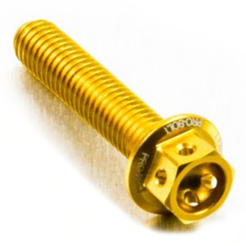 Tornillo aluminio racing PRO-BOLT Race Spec cabeza hexagonal taladrada M6 x 20,00mm (paso 1,00mm) - Oro
