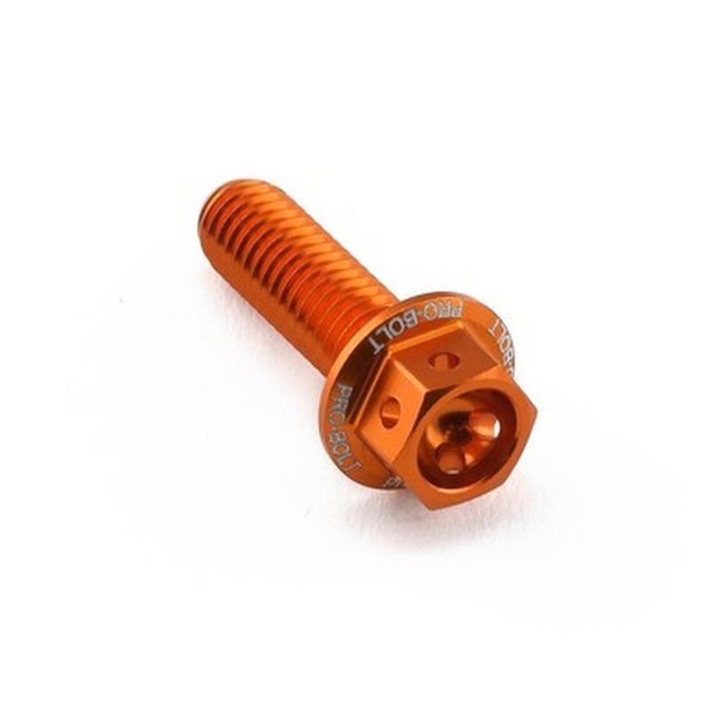 Tornillo aluminio racing PRO-BOLT Race Spec cabeza hexagonal taladrada M6 x 20,00mm (paso 1,00mm) - Naranja