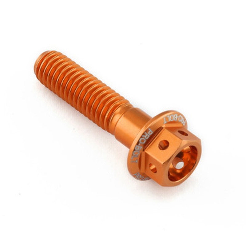 Tornillo aluminio racing PRO-BOLT Race Spec cabeza hexagonal taladrada M6 x 25,00mm (paso 1,00mm) - Naranja