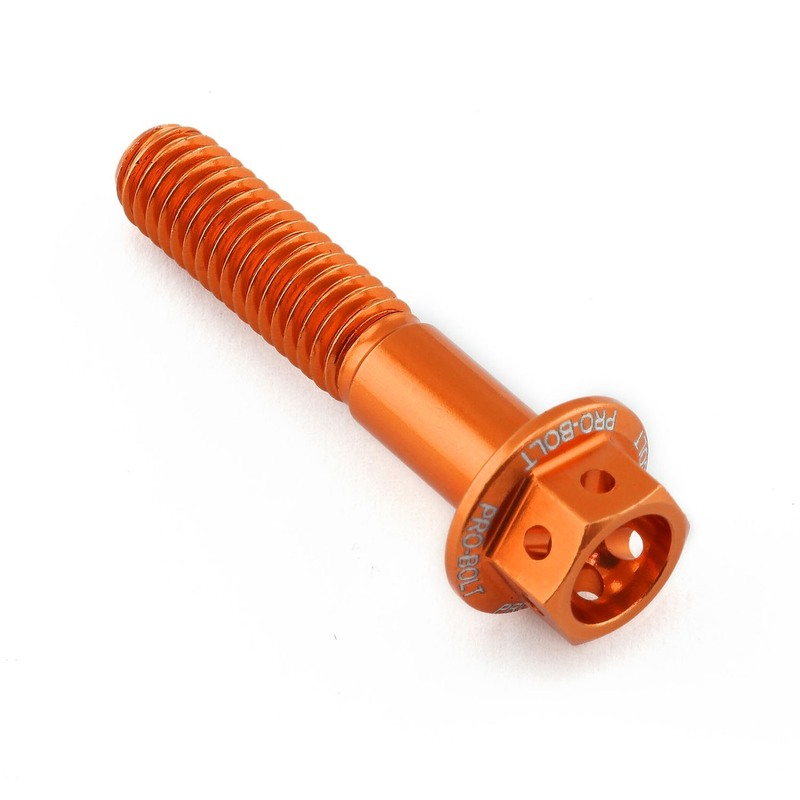 Tornillo aluminio racing PRO-BOLT Race Spec cabeza hexagonal taladrada M6 x 30,00mm (paso 1,00mm) - Naranja