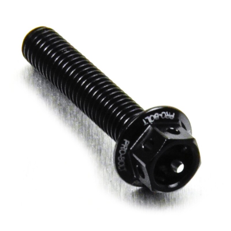 Tornillo aluminio racing PRO-BOLT Race Spec cabeza hexagonal taladrada M6 x 35,00mm (paso 1,00mm) - Negro