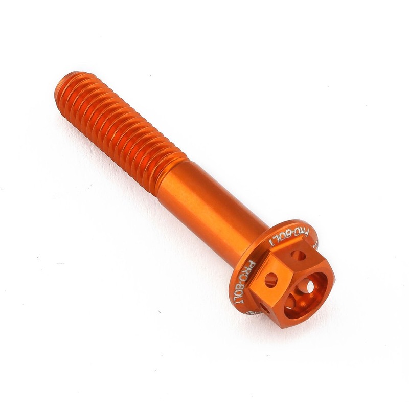 Tornillo aluminio racing PRO-BOLT Race Spec cabeza hexagonal taladrada M6 x 35,00mm (paso 1,00mm) - Naranja