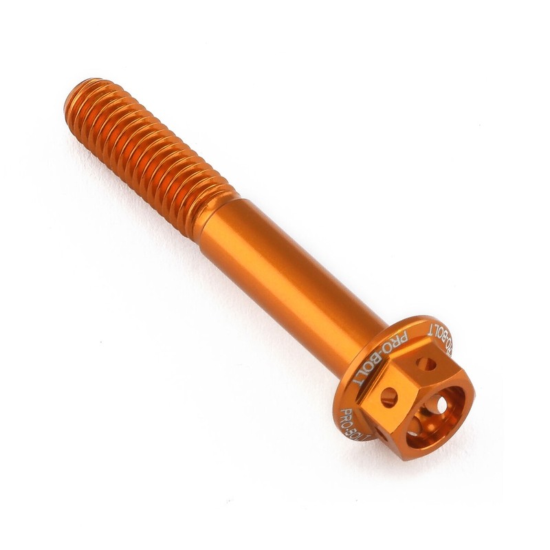 Tornillo aluminio racing PRO-BOLT Race Spec cabeza hexagonal taladrada M6 x 40,00mm (paso 1,00mm) - Naranja
